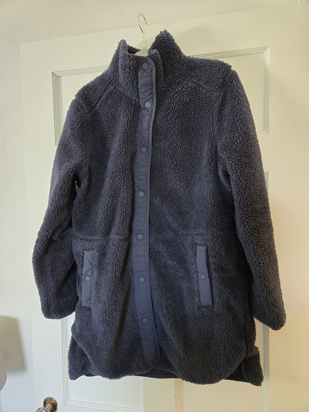 LL Bean Cozy Plush Teddy Coat - Navy Blue